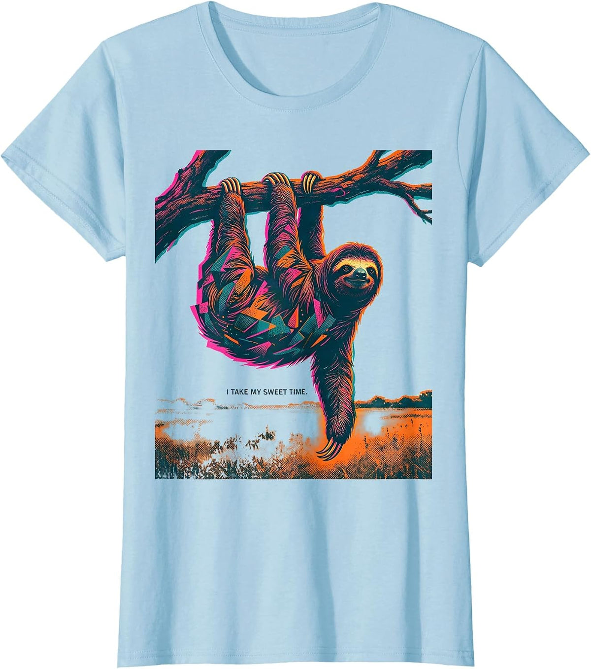 I Take My Sweet Time Funny Sloth Lover Lazy Humor T-Shirt - Baby Blue
