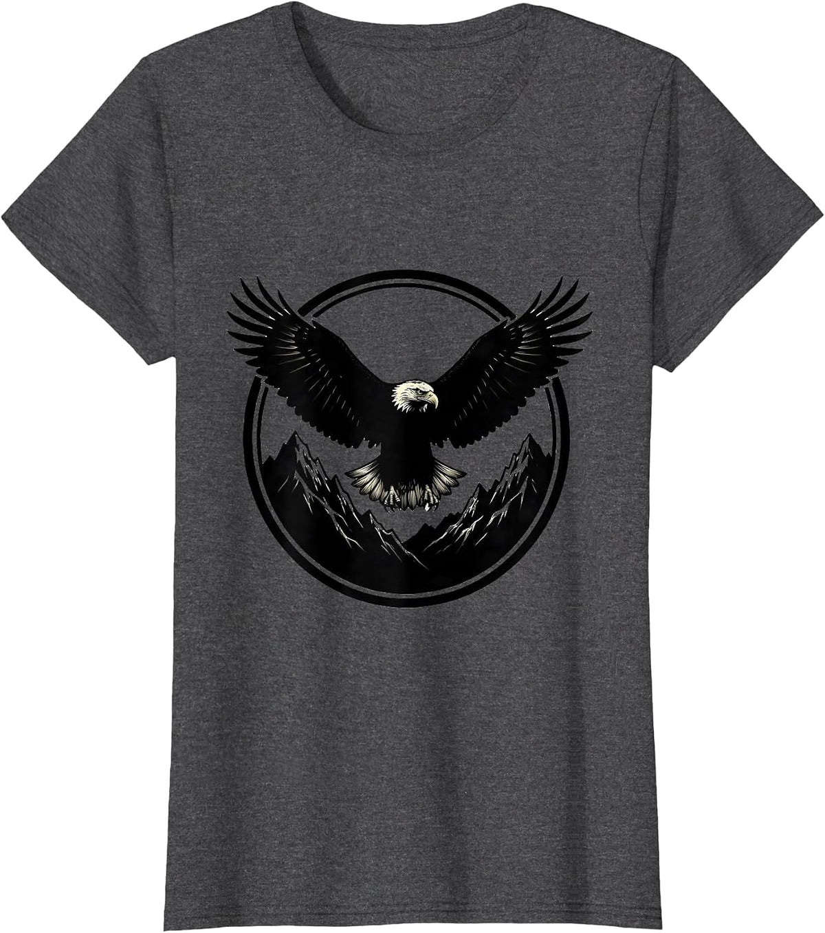 Women's Bald Eagle Mountain Peaks Western Wildlife T-Shirt - Dark Heather Grey