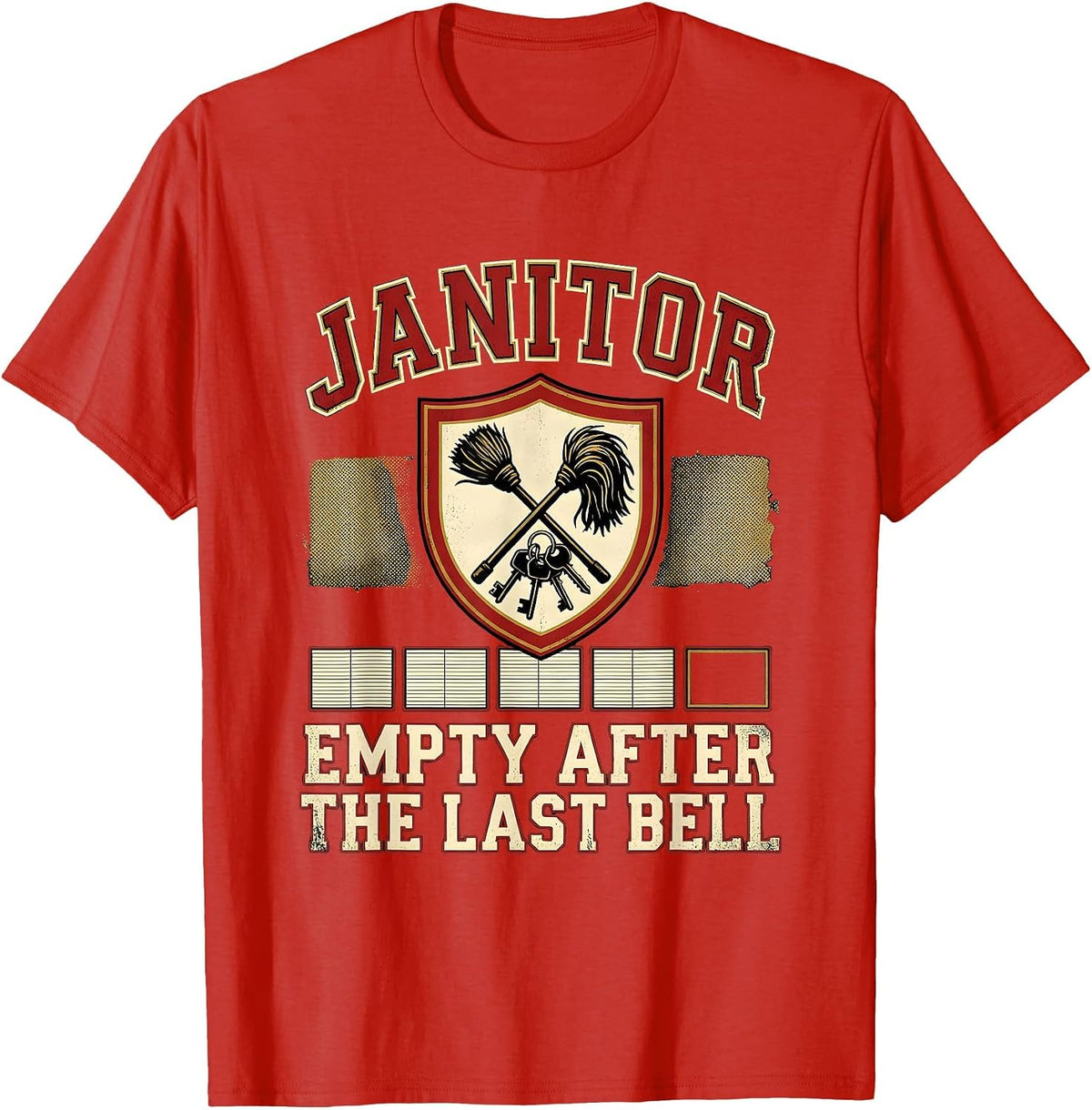 Men's JANITOR Empty After The Last Bell Funny School Custodian T-Shirt - Red