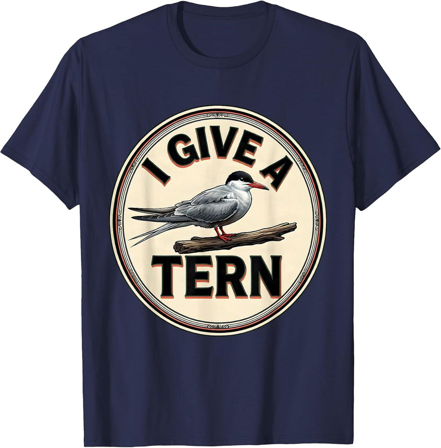 I Give A Tern Funny Birdwatching Bird Lover Nature Humor T-Shirt - Navy Blue