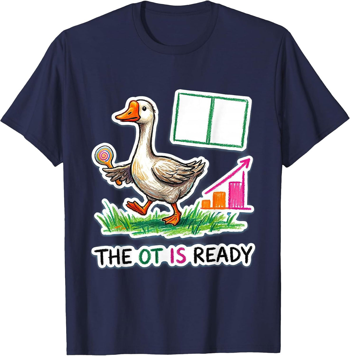 The OT Is Ready Naive Kidcore Special Education Teacher T-Shirt - Navy Blue