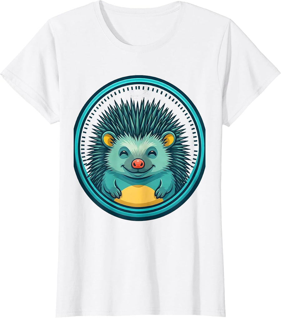 Women's Twinning Hedgehog Matching Sibling Best Friend Humor T-Shirt - White