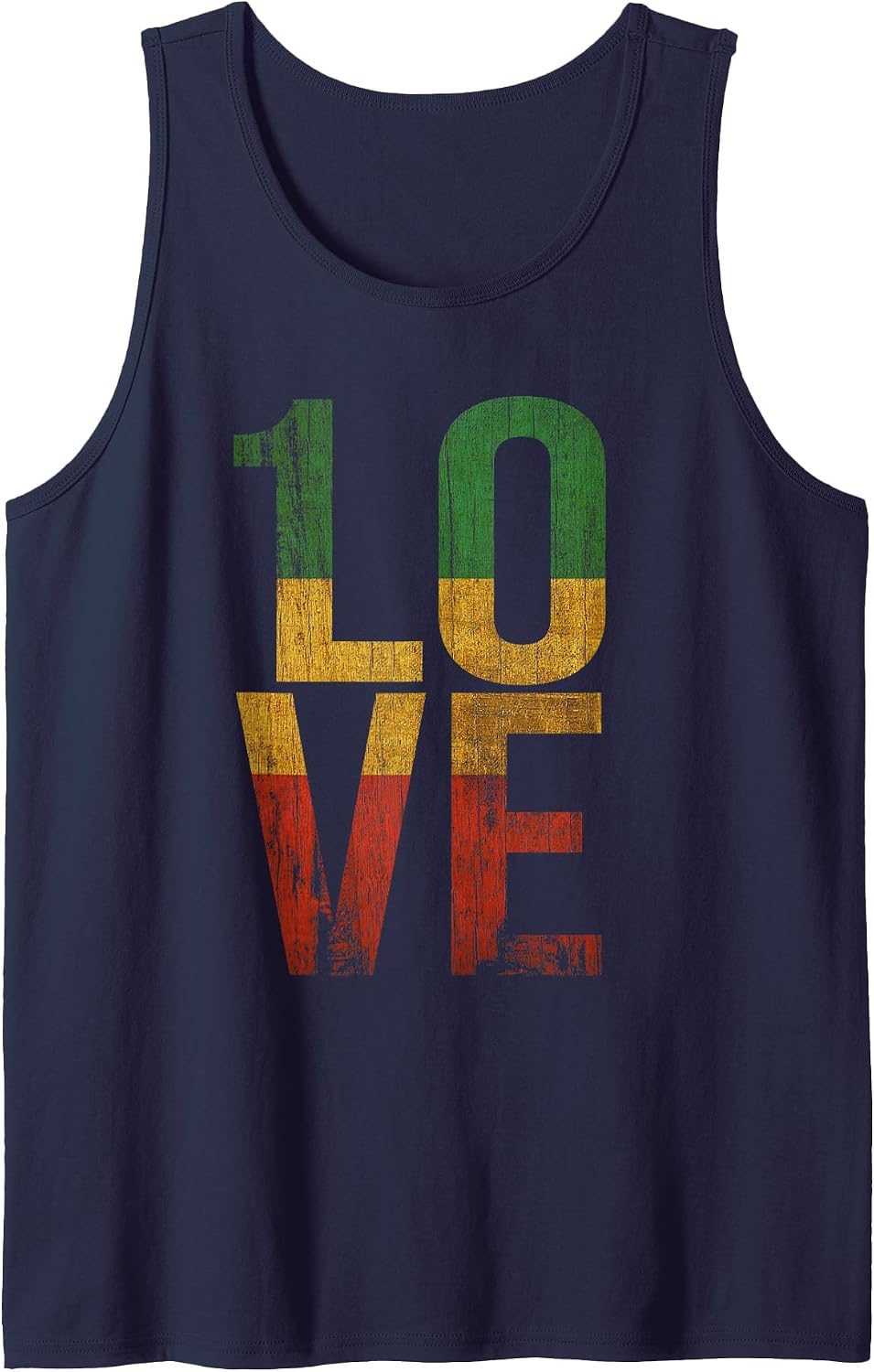 Roots Rock Reggae 1 Love Graphic Design Tank Top - Navy Blue