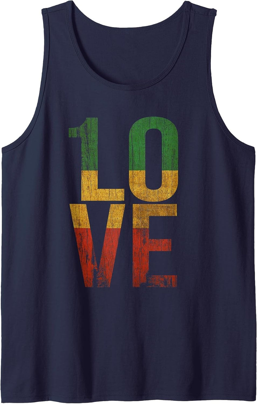 Roots Rock Reggae 1 Love Graphic Design Tank Top - Navy Blue