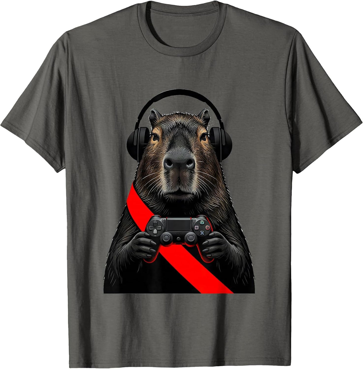 Men's Capybara Gamer Bruh Meme Humor Swiss International T-Shirt - Asphalt Grey