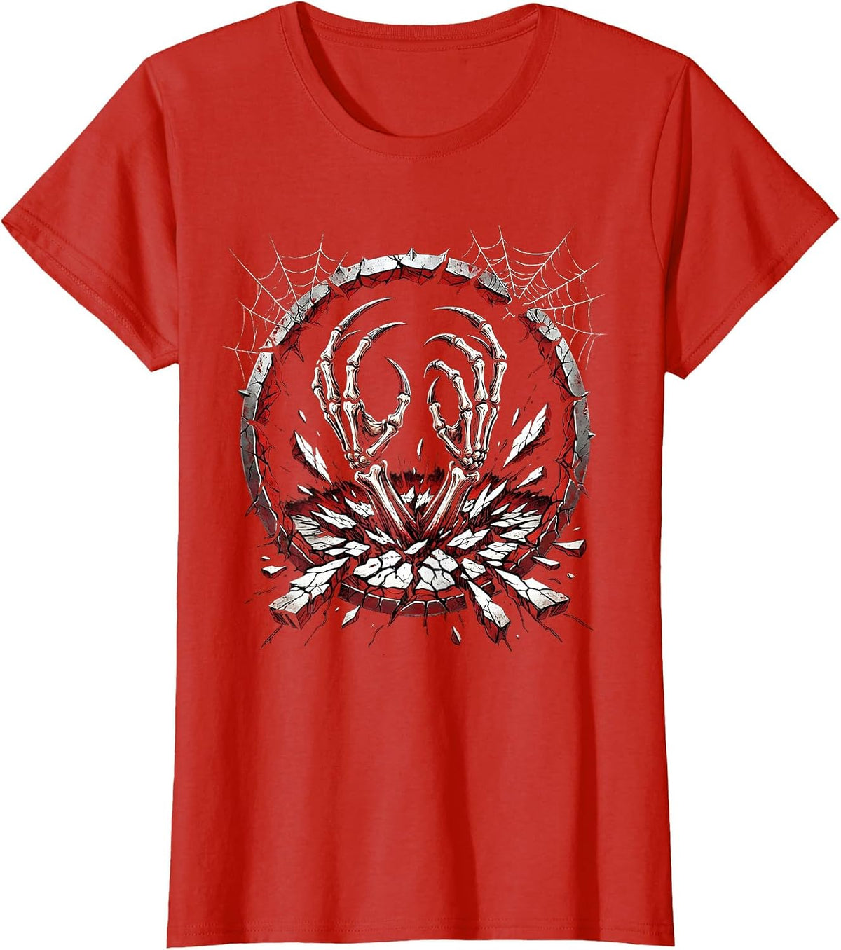 Demon Hands Breaking Through Cracked Ground T-Shirt - Red