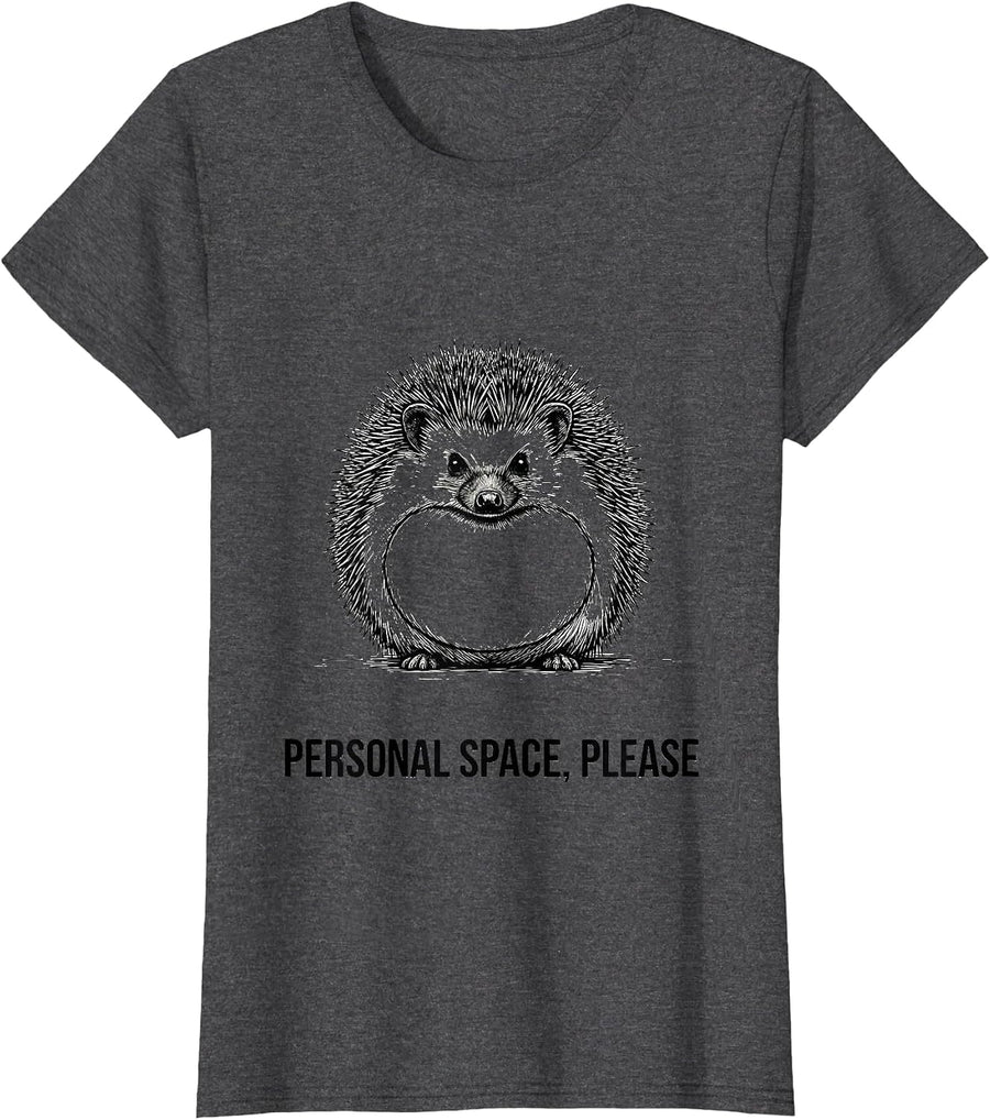 Women's Personal Space Please Funny Hedgehog Lover Gift for Kids T-Shirt - Dark Heather Grey