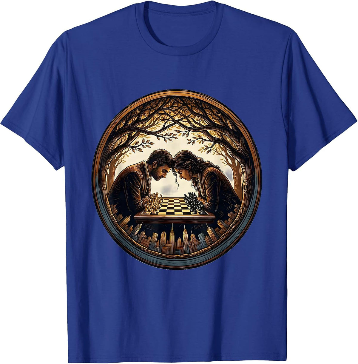 Men's NYC Park Chess Players New York Illustration T-Shirt - Royal Blue