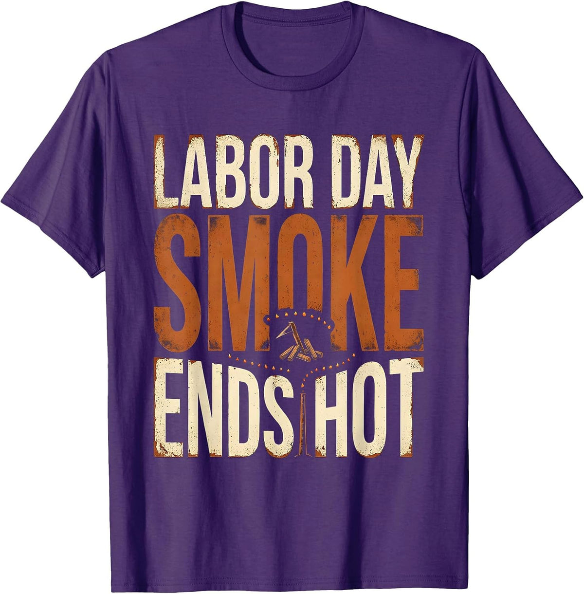 Labor Day Smoke Ends Hot Funny BBQ Cookout Dad Humor T-Shirt - Purple