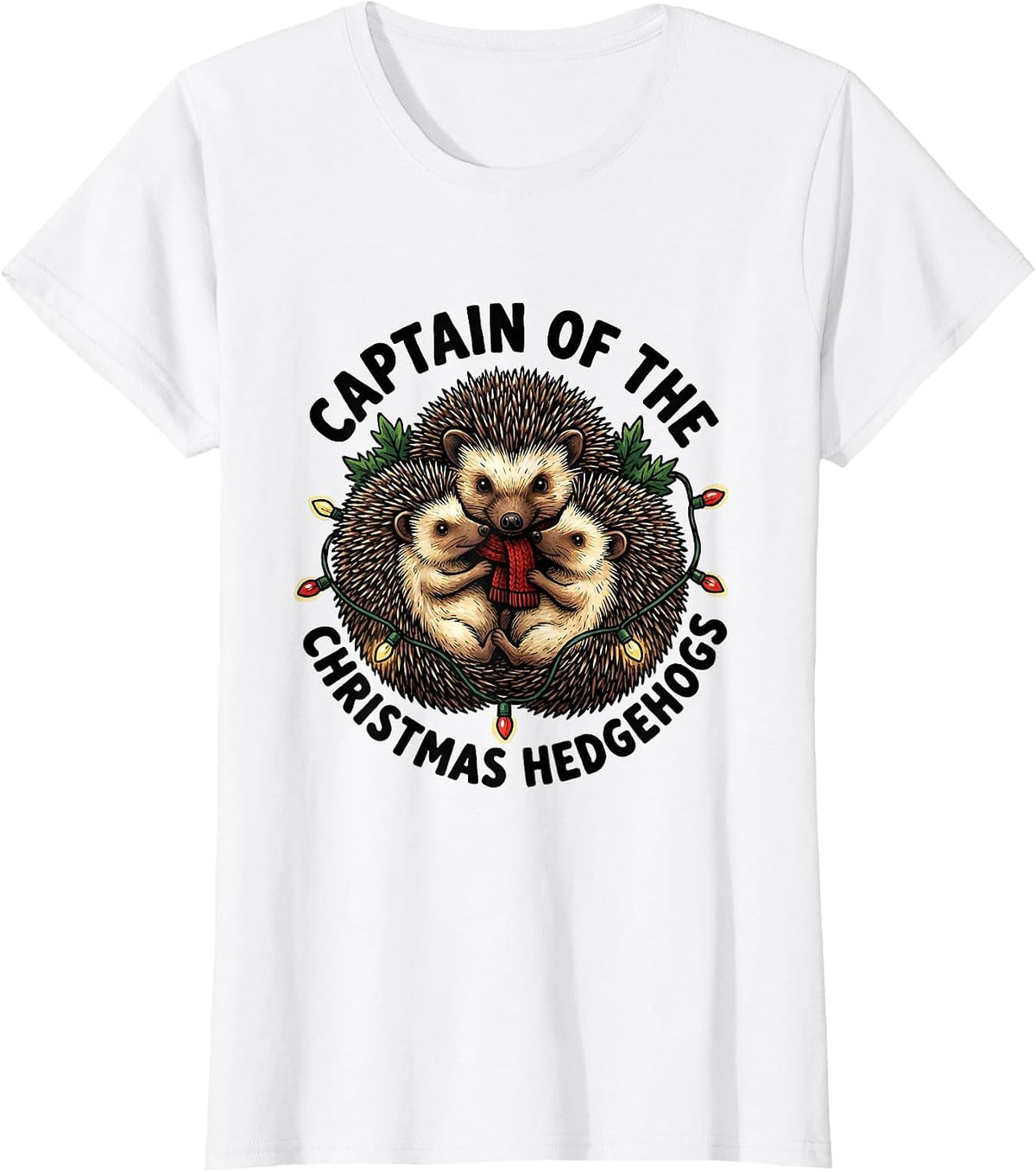 Captain Of The Christmas Hedgehogs Cute Hedgehog Lover T-Shirt - White