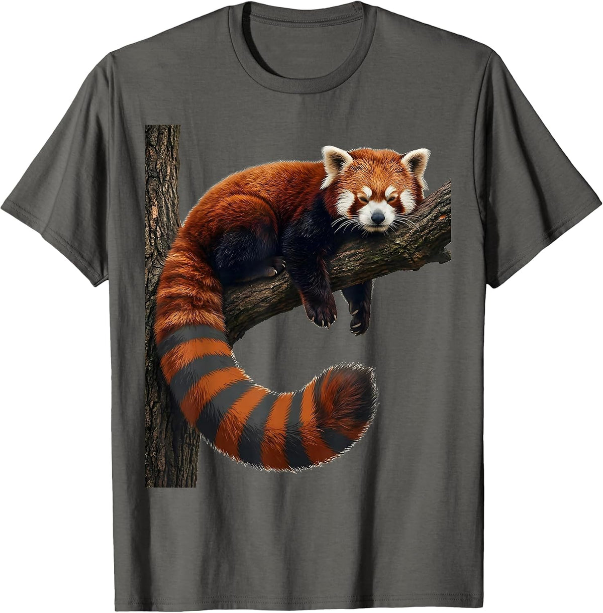 Red Panda Sprawled Humor Animal Lover Gift T-Shirt - Asphalt Grey