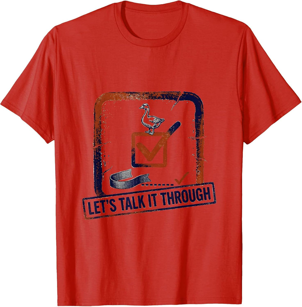 Men's Let's Talk It Through Funny Goose ABA Therapist Therapy T-Shirt - Red