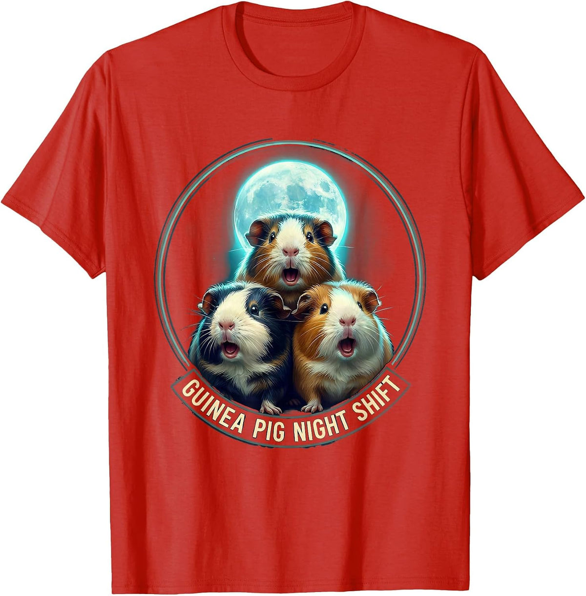 Men's Guinea Pig Night Shift Funny Pet Lover Meme Humor T-Shirt - Red