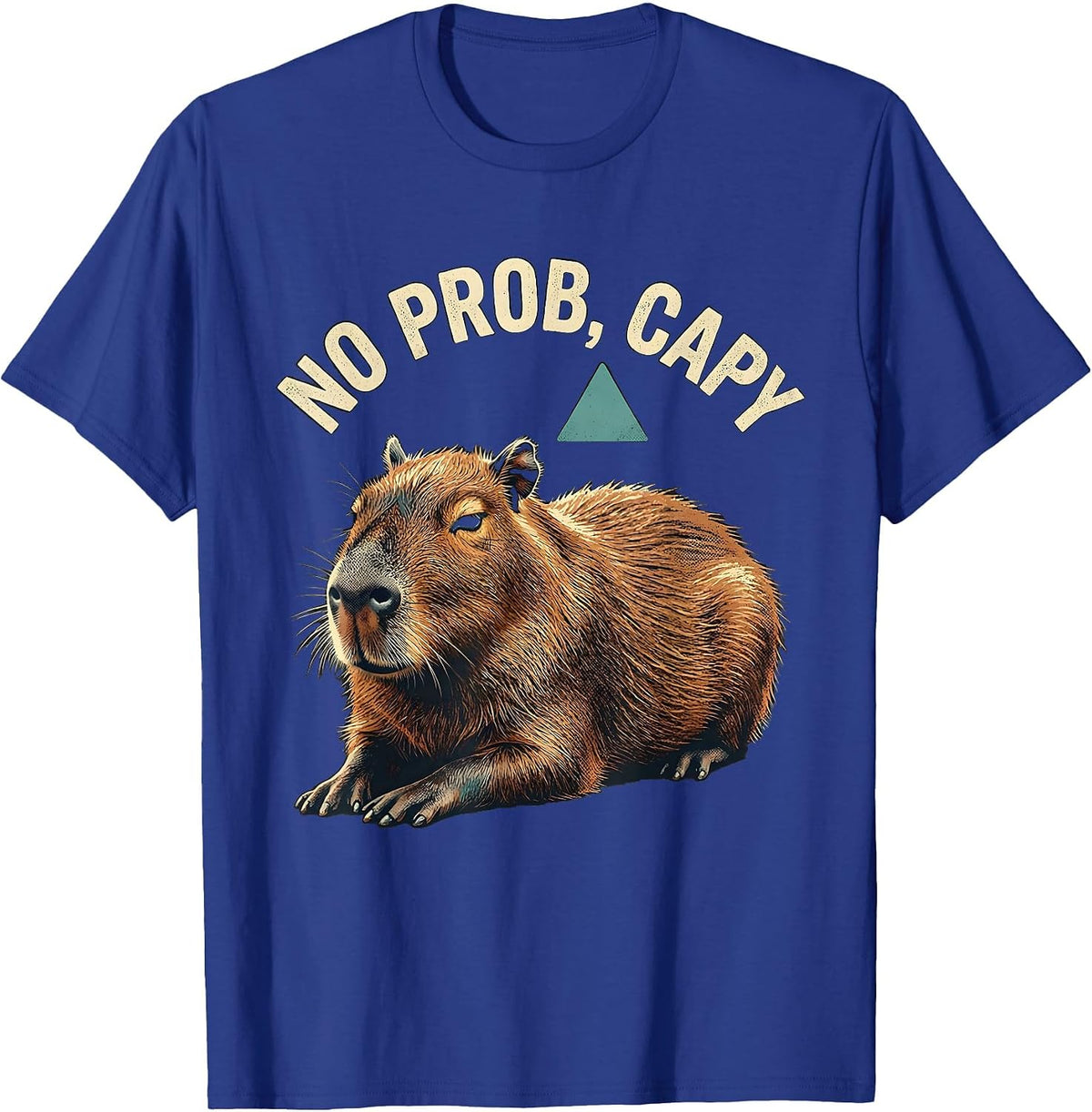 No Prob Capy Vintage Screen Print Capybara Meme Humor T-Shirt - Royal Blue