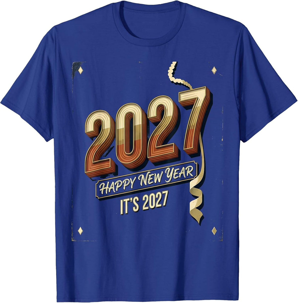 Men's Happy New Year — It's 2027! Vintage Party Family Matching T-Shirt - Royal Blue