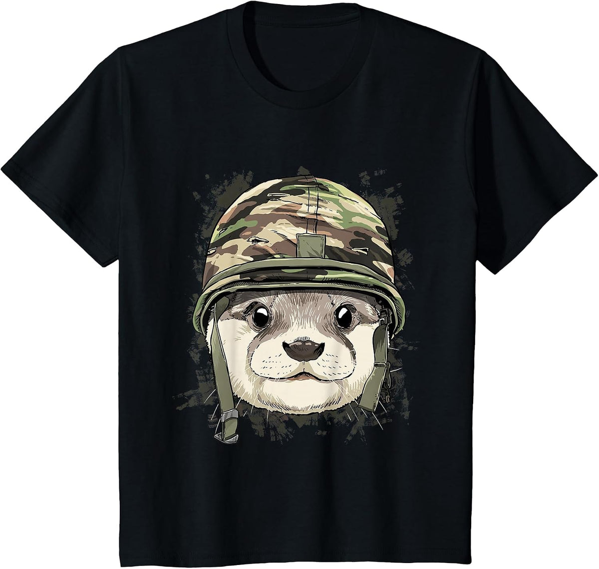 Otter Soldier Veteran Army Otter Aquatic Animal Lover T-Shirt - Black