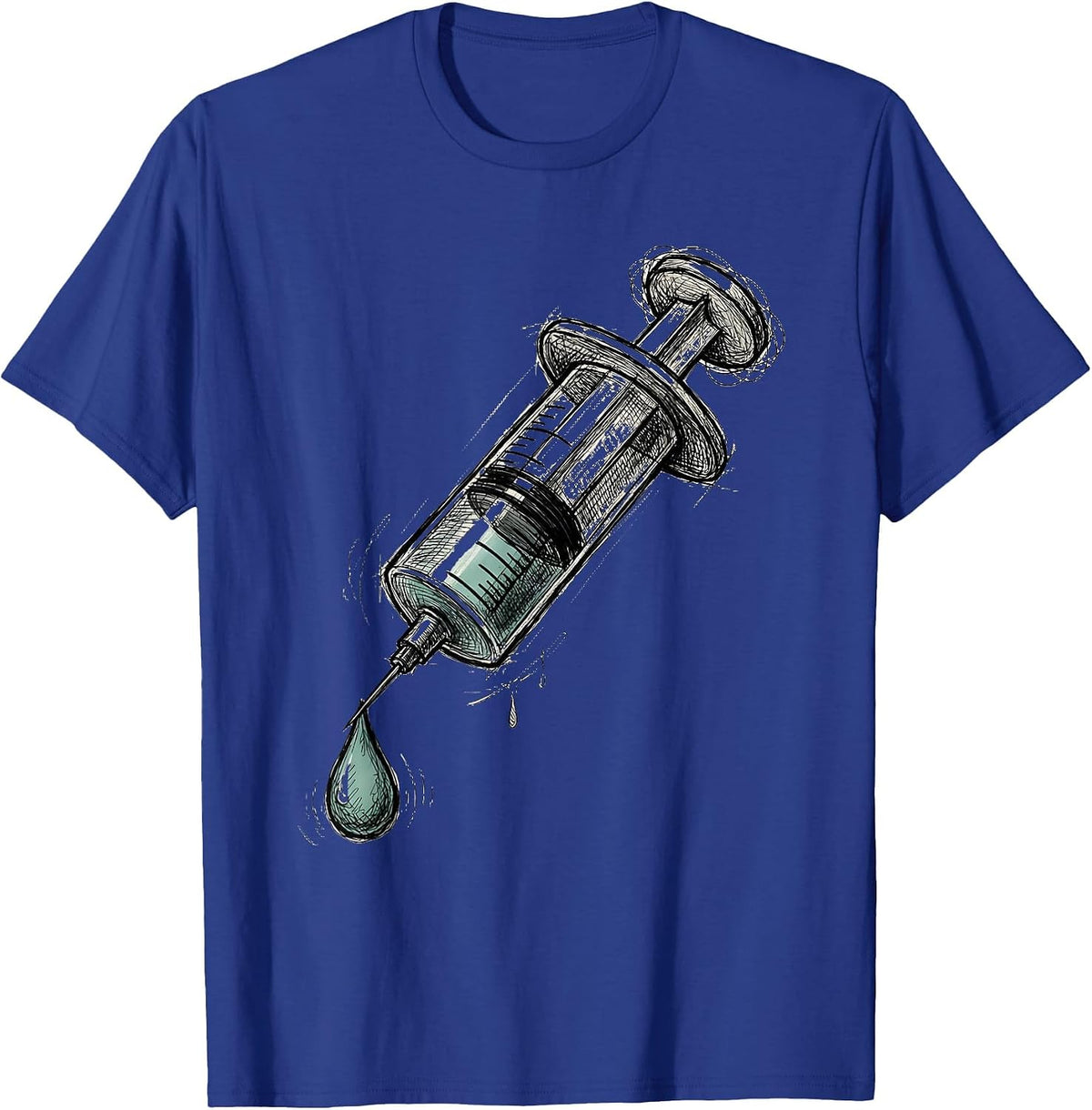 Pharmacy Technician Syringe Graphic Design T-Shirt - Royal Blue