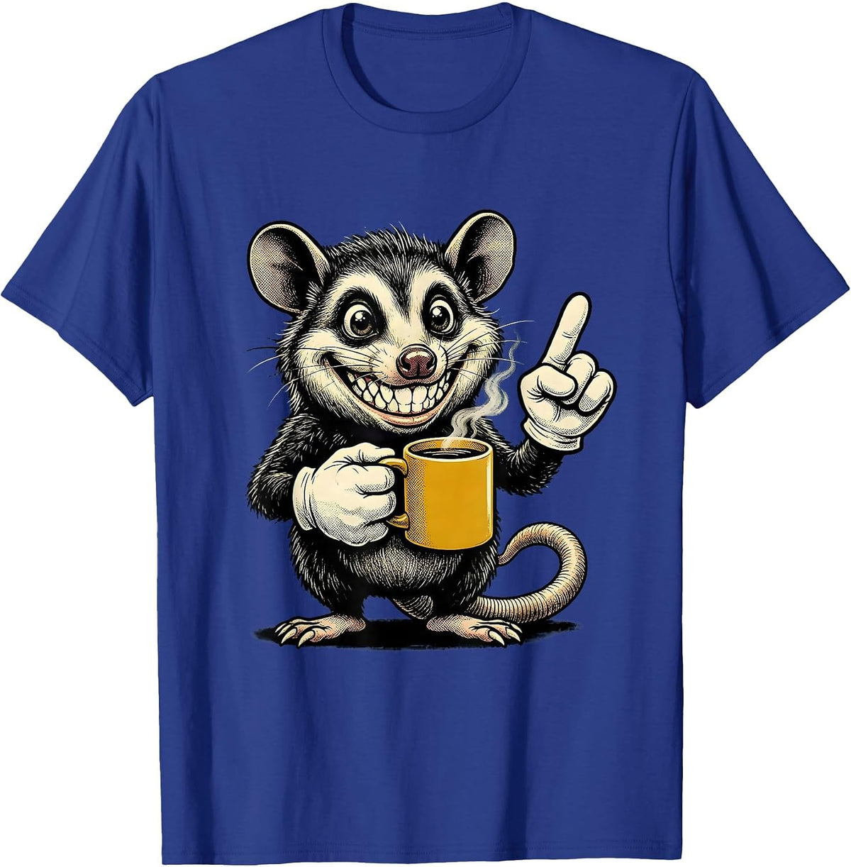 Original Opossum Retro Cartoon Christian Coffee Humor T-Shirt - Royal Blue