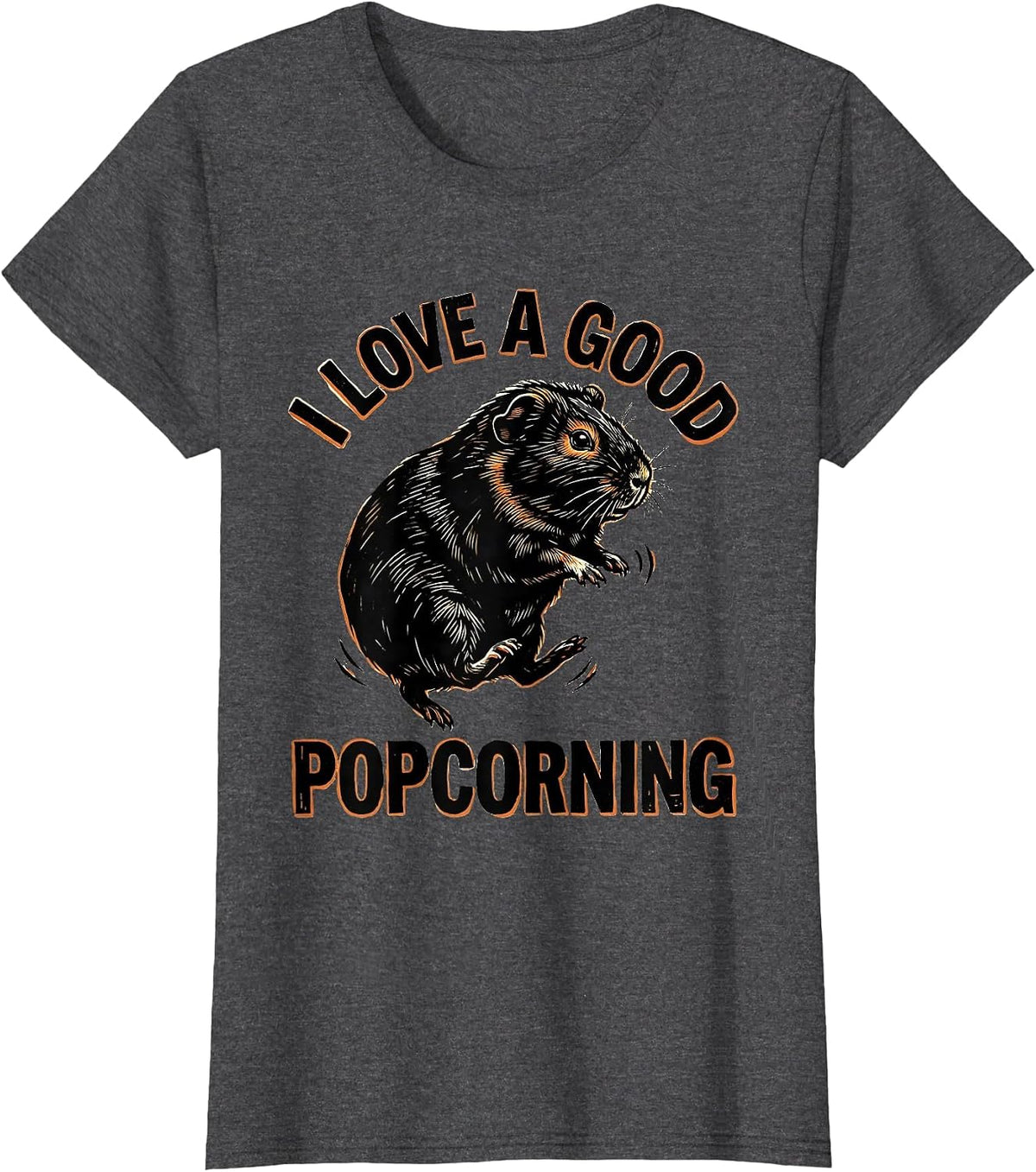 Women's I Love A Good Popcorning Cute Guinea Pig Pet Lover Humor T-Shirt - Dark Heather Grey