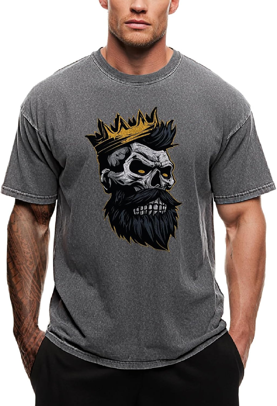 MARSVOVO Graphic Washed Cotton Tees for Men Short Sleeve Crewneck T Shirts Breathable Casual Relaxed Summer Basic Tops -