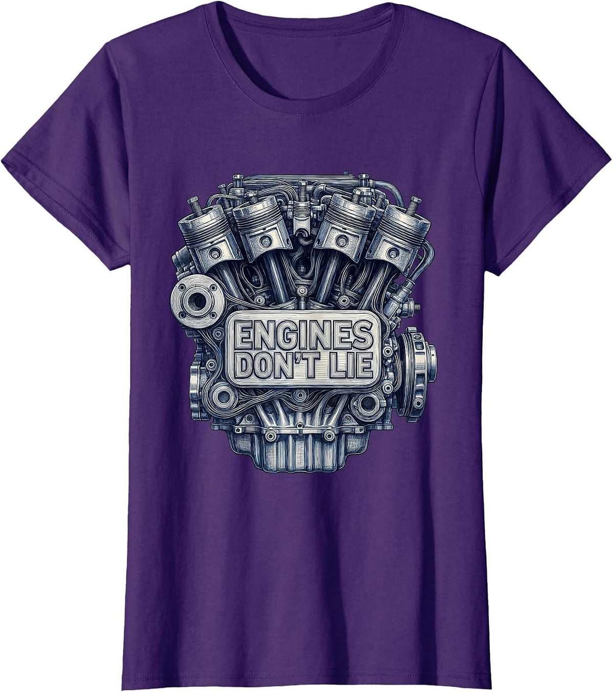 Women's Engines Don't Lie Mechanic Graphic Design T-Shirt - Purple