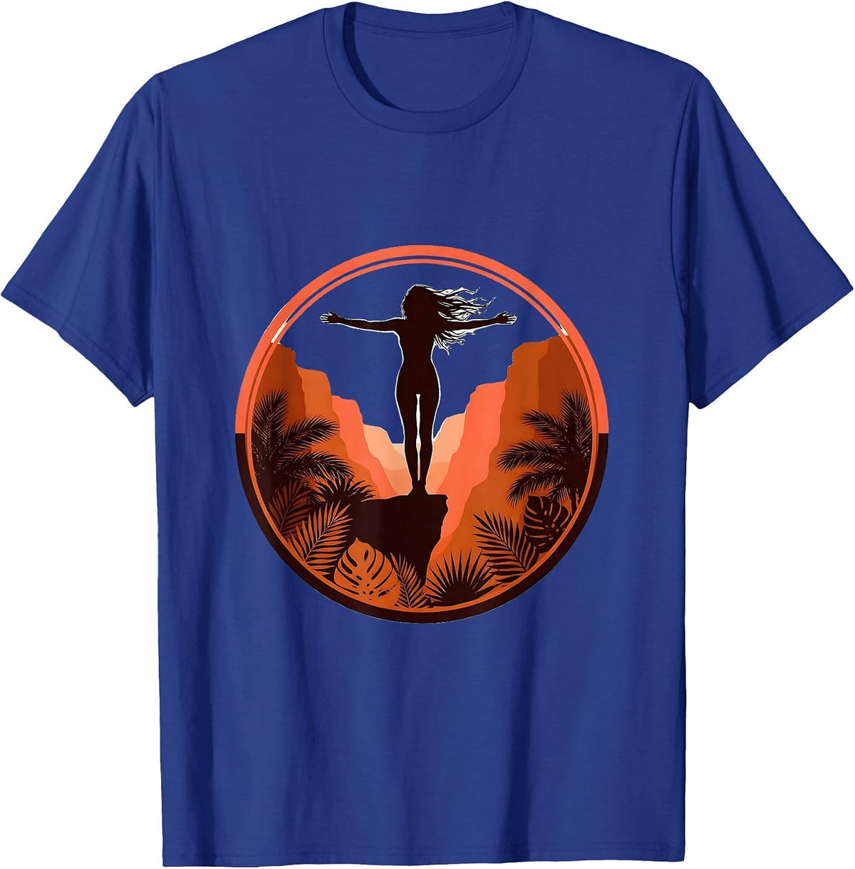 Aloha Spirit Cliff Edge Freedom Illustration T-Shirt - Royal Blue