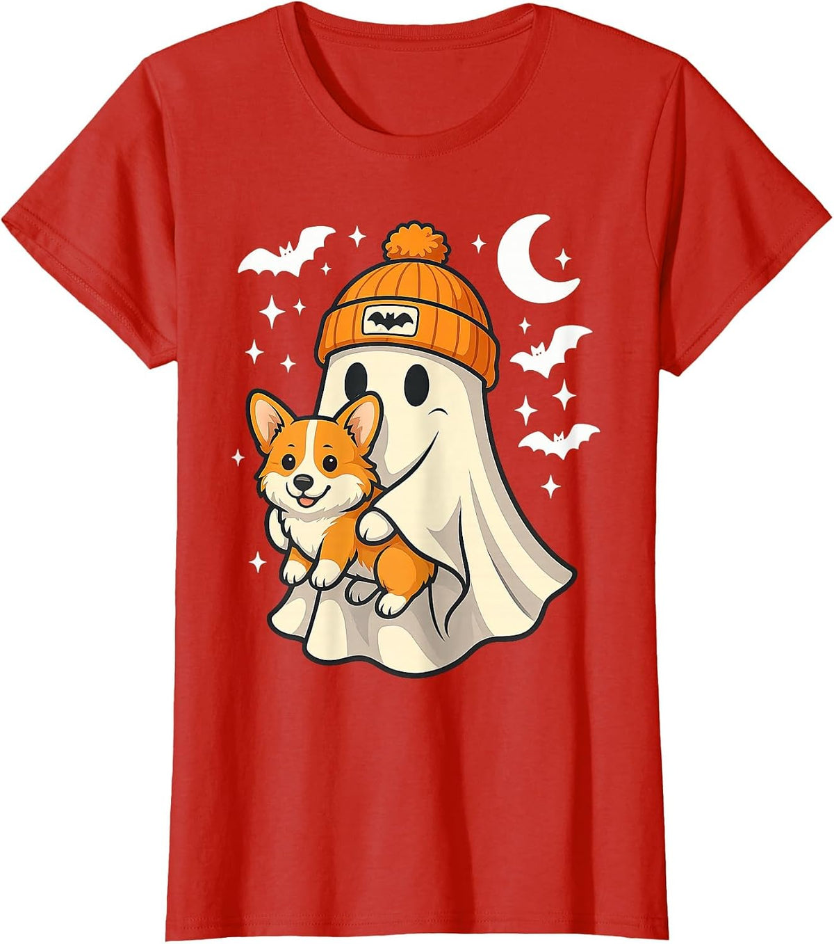 Ghost Pembroke Welsh Corgi Dog Lover Halloween Men Women T-Shirt - Red