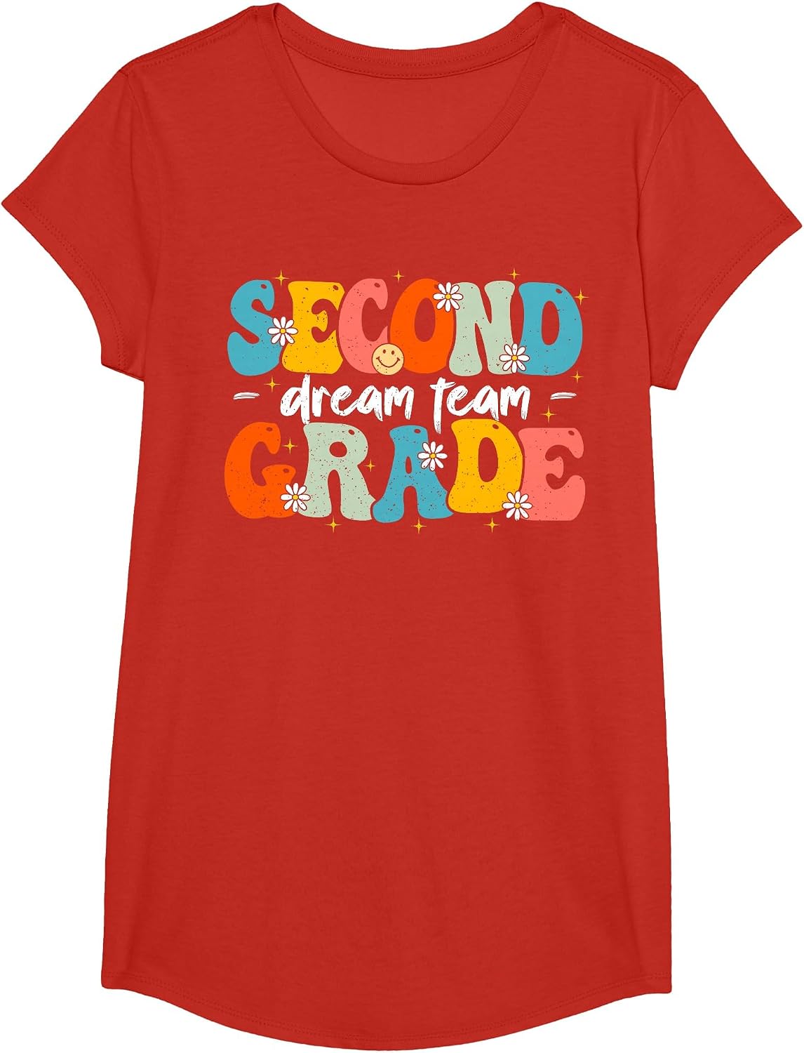 Dream Team Second Grade Teacher Back to School 2nd Grade Kid T-Shirt - Girls Red