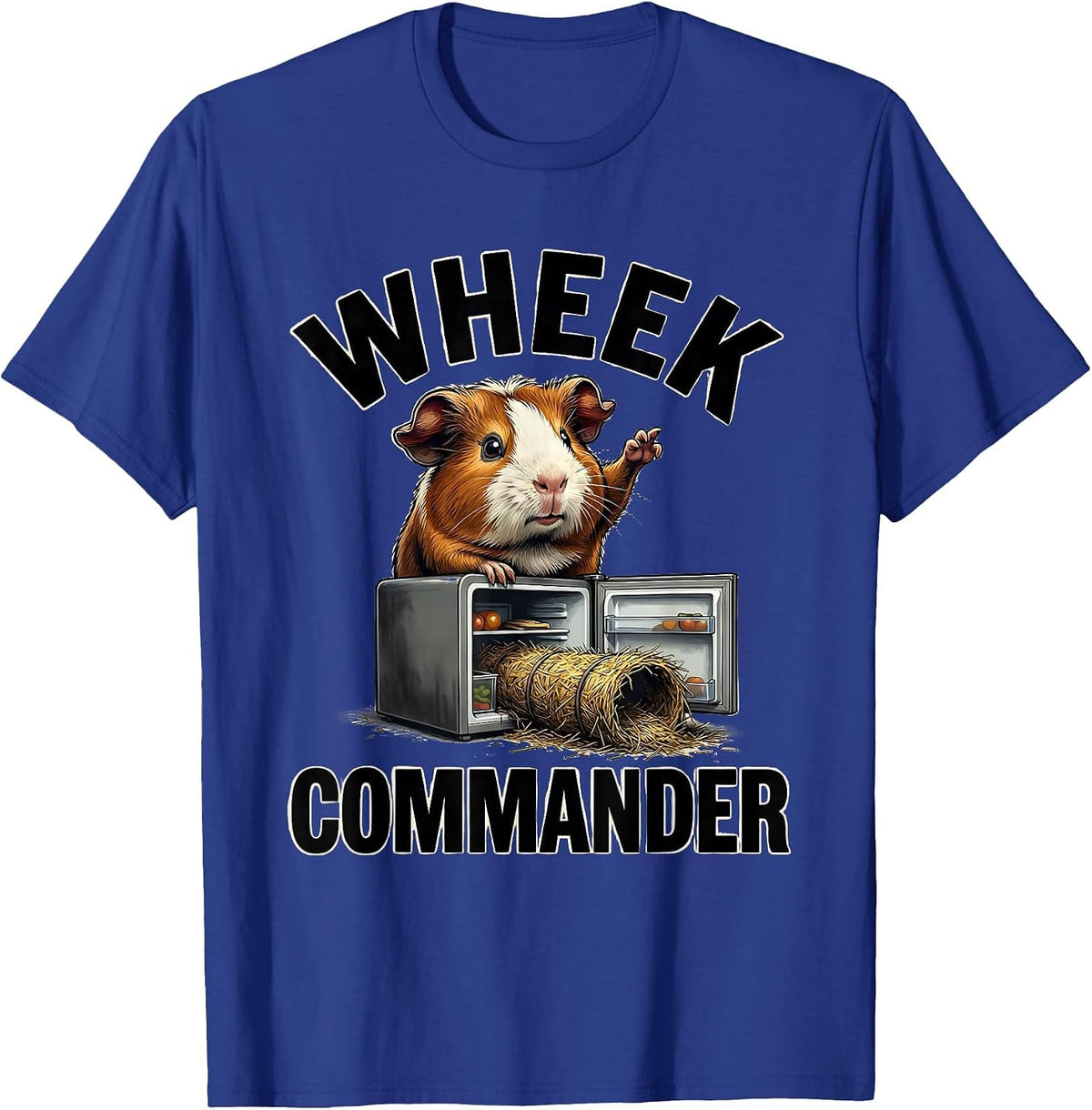 Men's Wheek Commander Funny Guinea Pig Farm Animal Lover Humor T-Shirt - Royal Blue