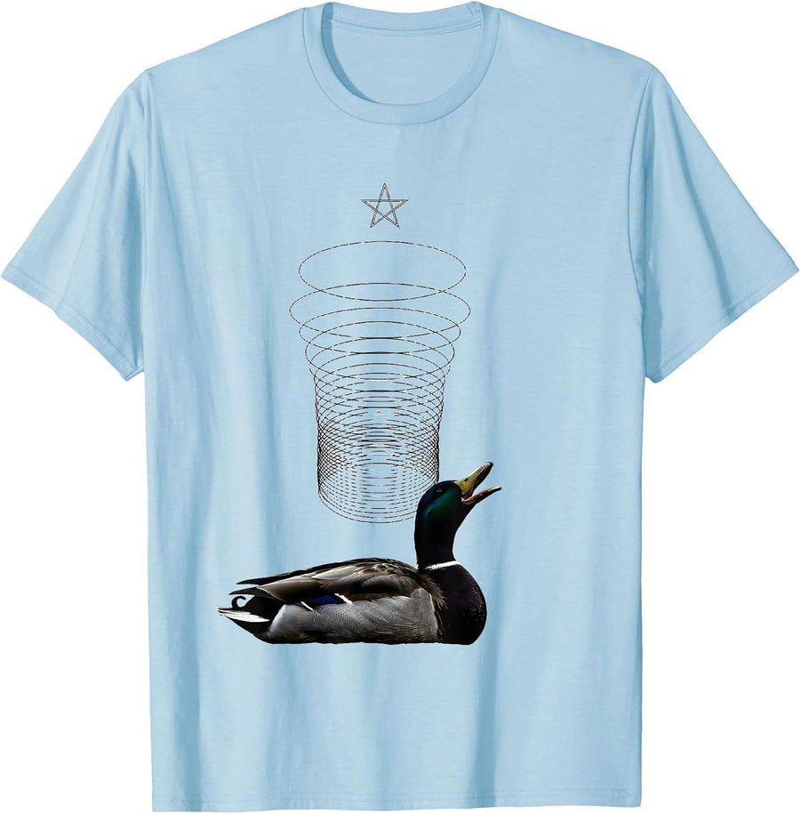 Men's Mallard Call Star Line Art Duck Lover Christmas Humor T-Shirt - Baby Blue