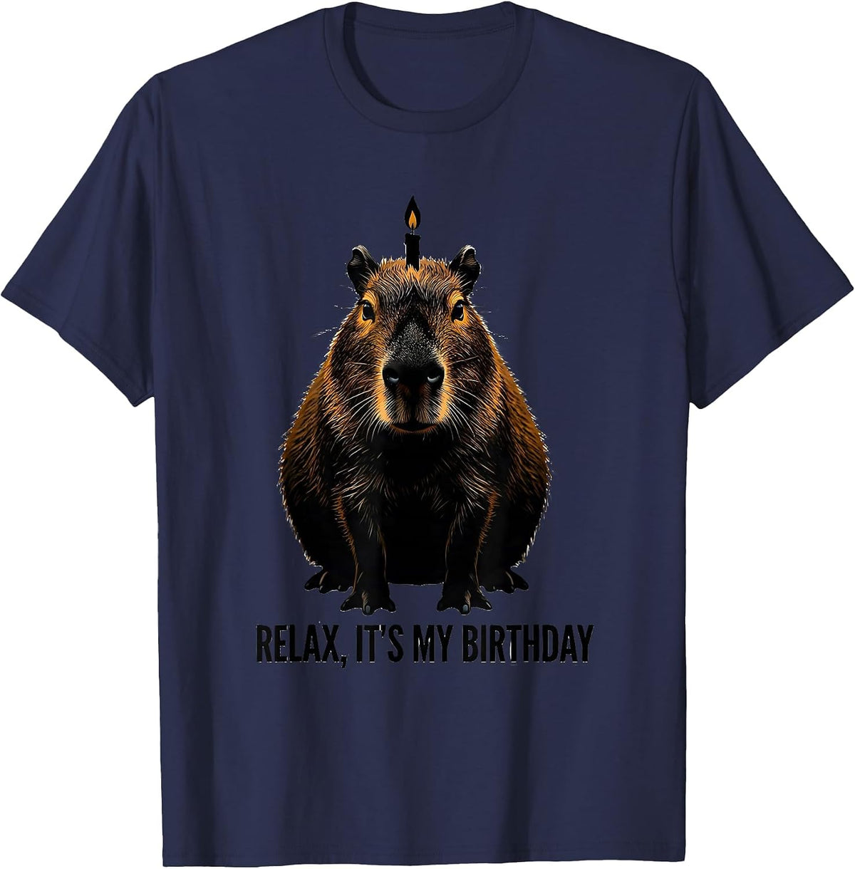 Men's Relax It's My Birthday Capybara Kids Birthday Party Humor T-Shirt - Navy Blue