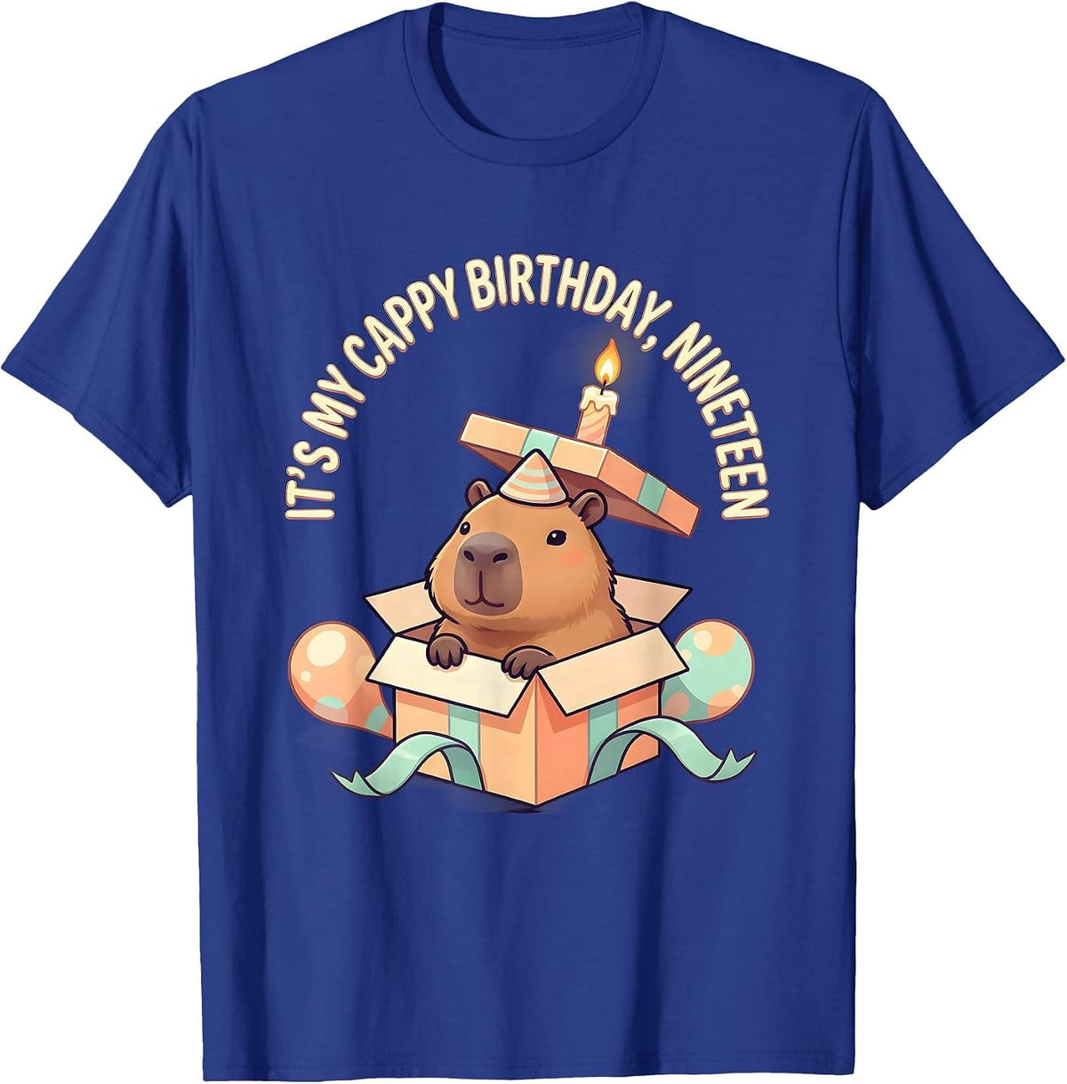 It's My Cappy Birthday Nineteen Cute Kawaii Capybara T-Shirt - Royal Blue