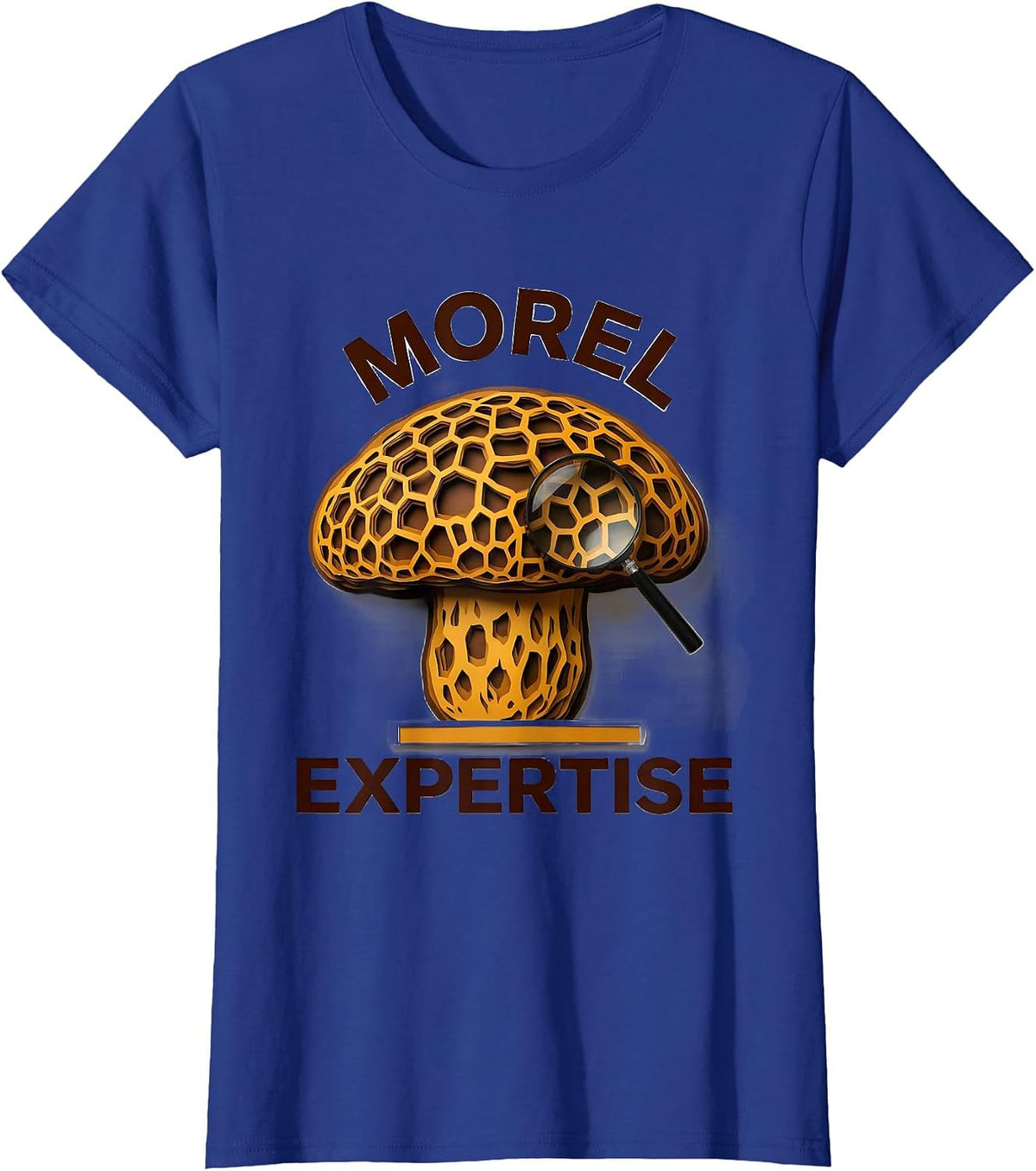Women's Morel Expertise Retro Paper-Cutout Mushroom Forager Gift T-Shirt - Royal Blue