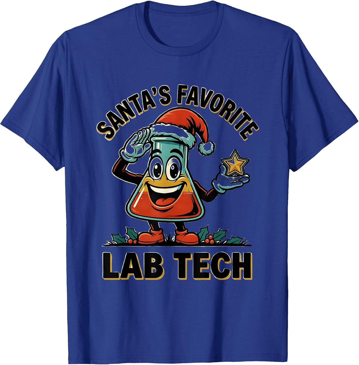Men's Santa's Favorite Lab Tech Funny Pharmacy Technician T-Shirt - Royal Blue