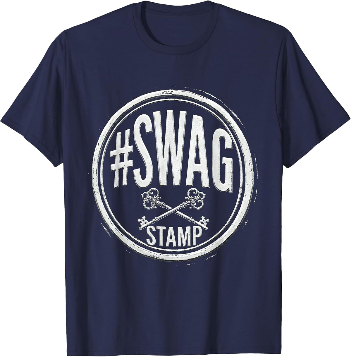 #Swag Stamp Funny Hashtag Swag Streetwear Confidence Humor T-Shirt - Navy Blue