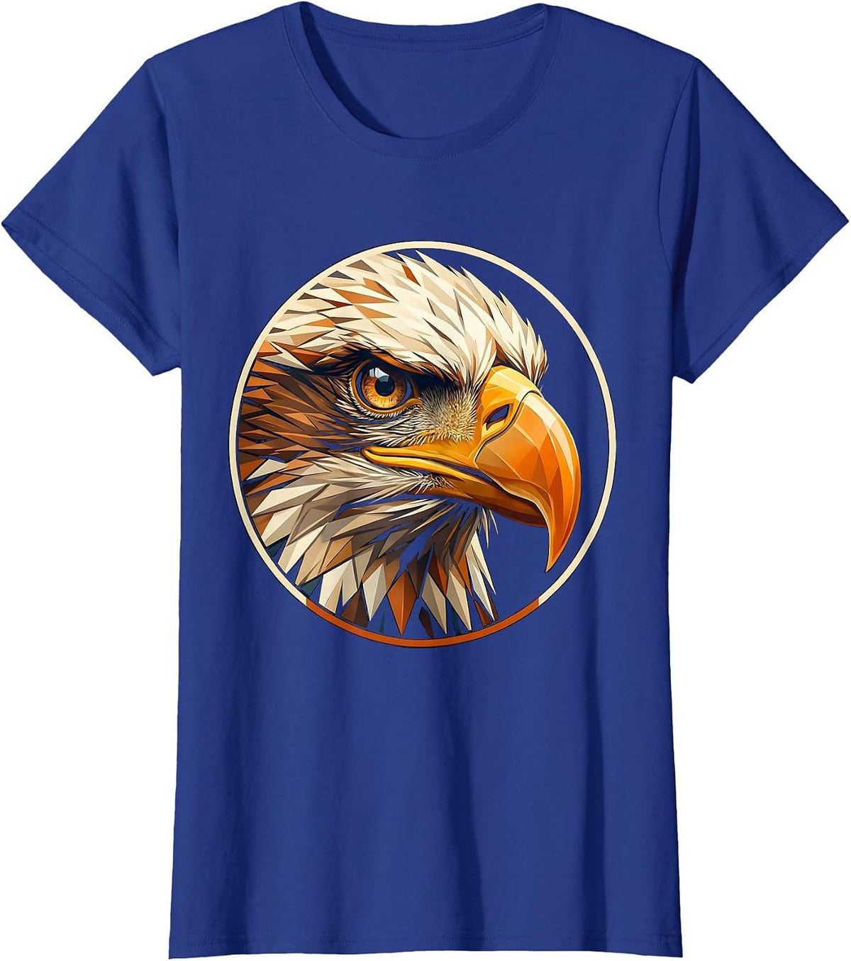 Women's Eagle Eye Close Up Piercing Gaze Wildlife Art T-Shirt - Royal Blue