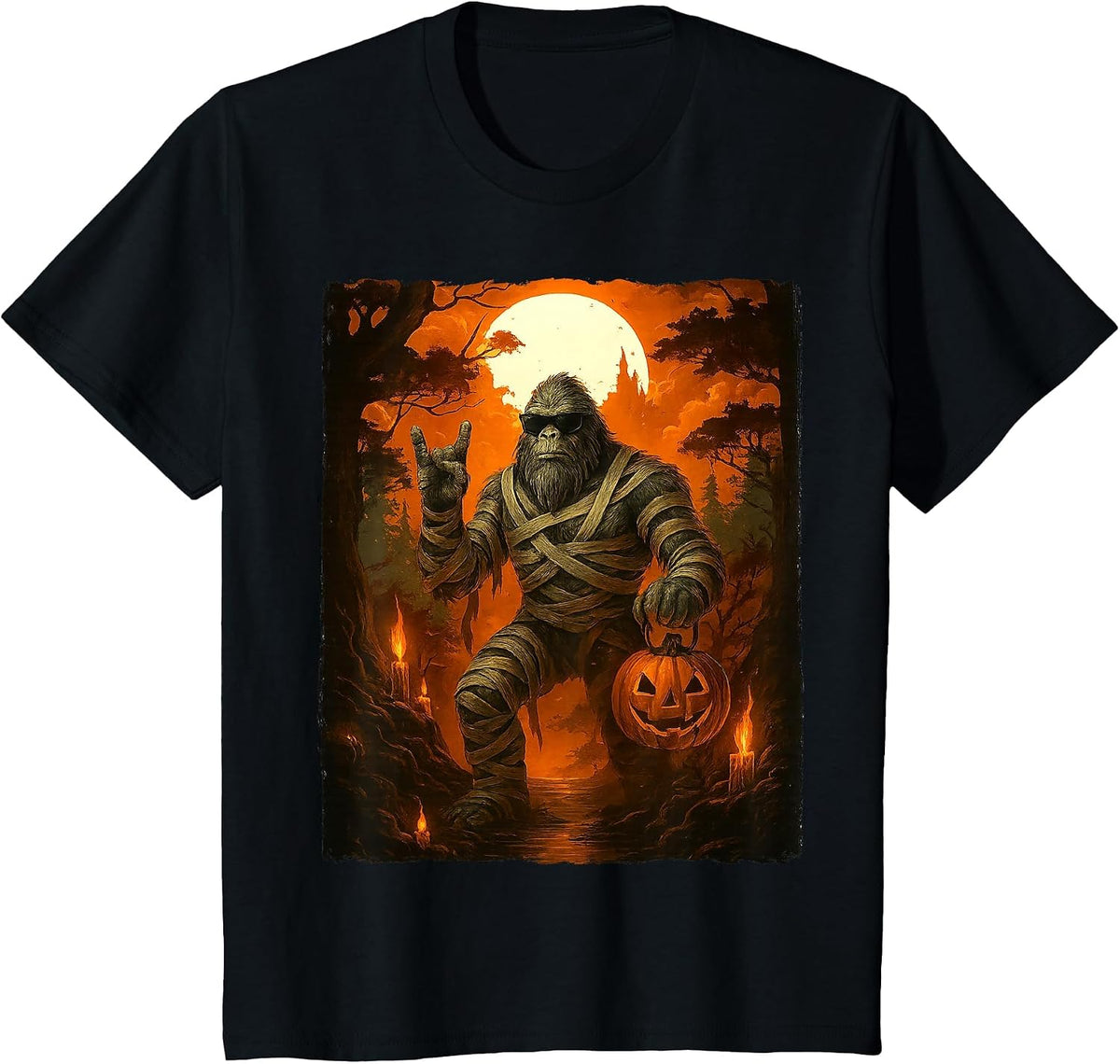 Funny Jack O Lantern Mummy Bigfoot Halloween Costumes Mens T-Shirt - Black