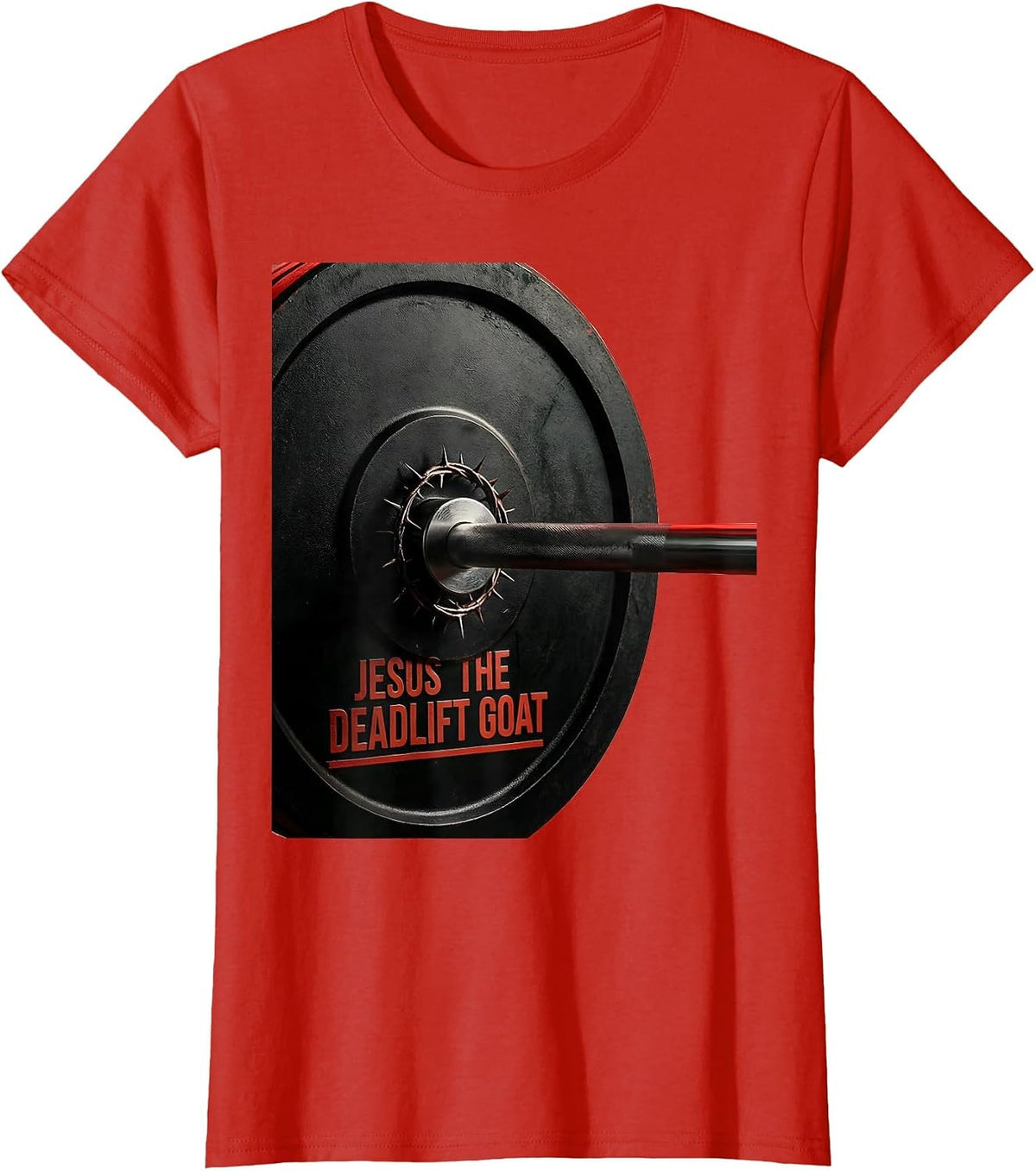 Jesus The Deadlift GOAT Funny Christian Gym Weightlifter T-Shirt - Red