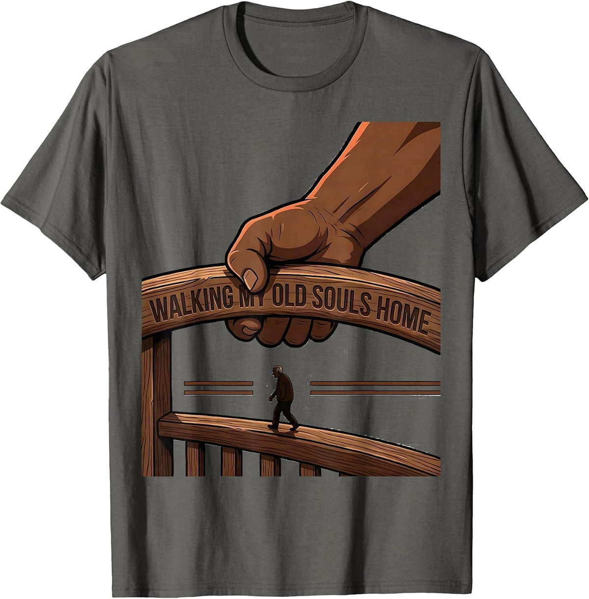 Men's Walking My Old Souls Home Funny Nurse Healthcare Worker T-Shirt - Asphalt Grey