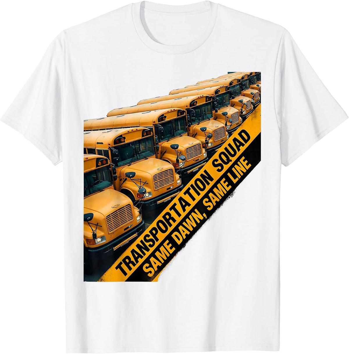 Men's Transportation Squad, Same Dawn, Same Line Bus Driver T-Shirt - White