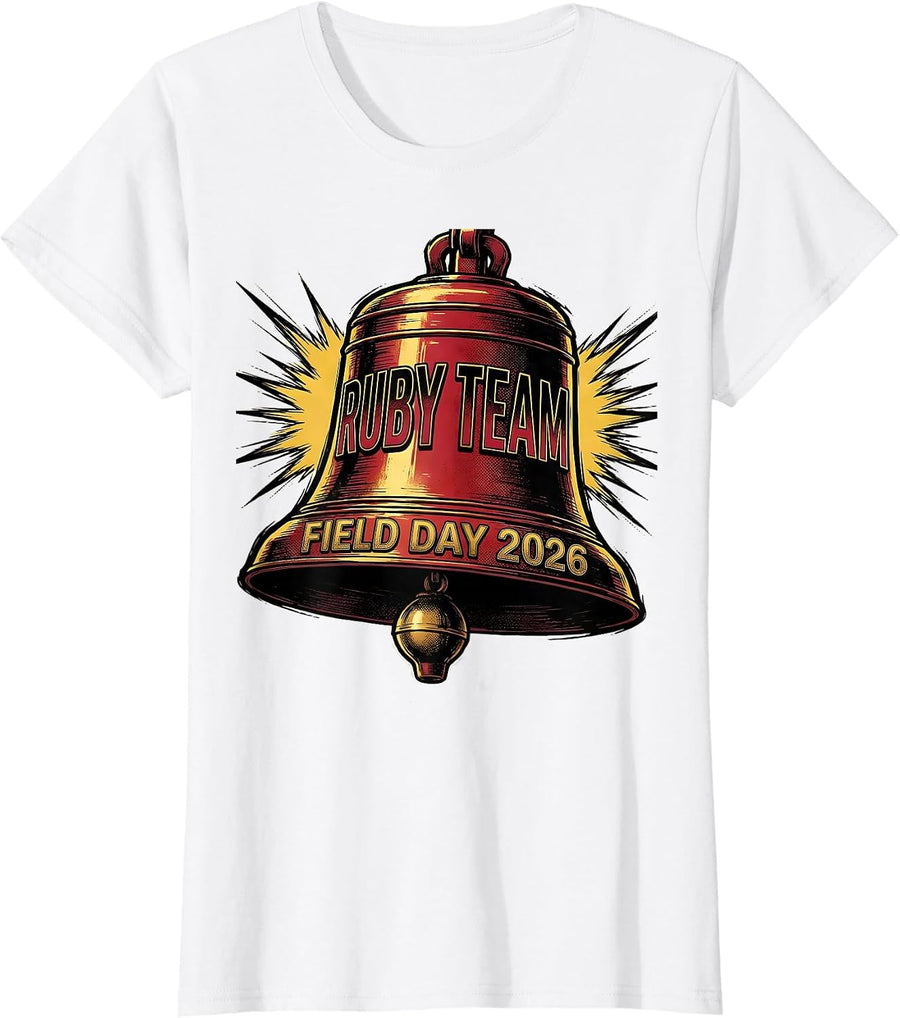 Women's Ruby Team Field Day 2026 Comic Book Teacher Kids T-Shirt - White