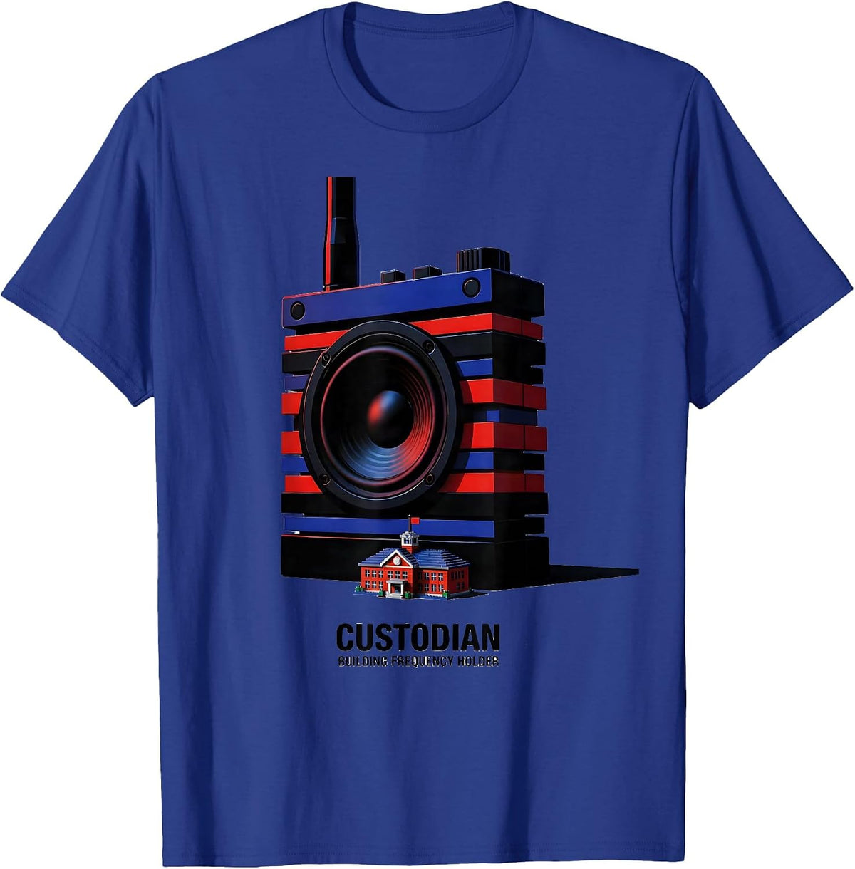 Men's Custodian: Building Frequency Holder Funny School Custodian T-Shirt - Royal Blue