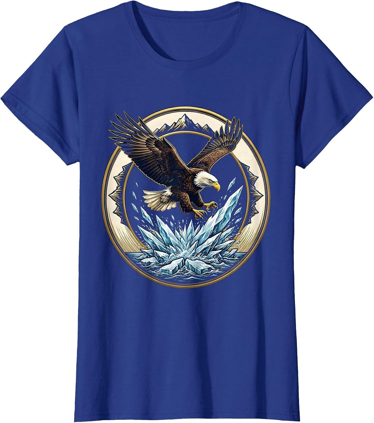 Women's Alaska Bald Eagle Diving Illustration T-Shirt - Royal Blue