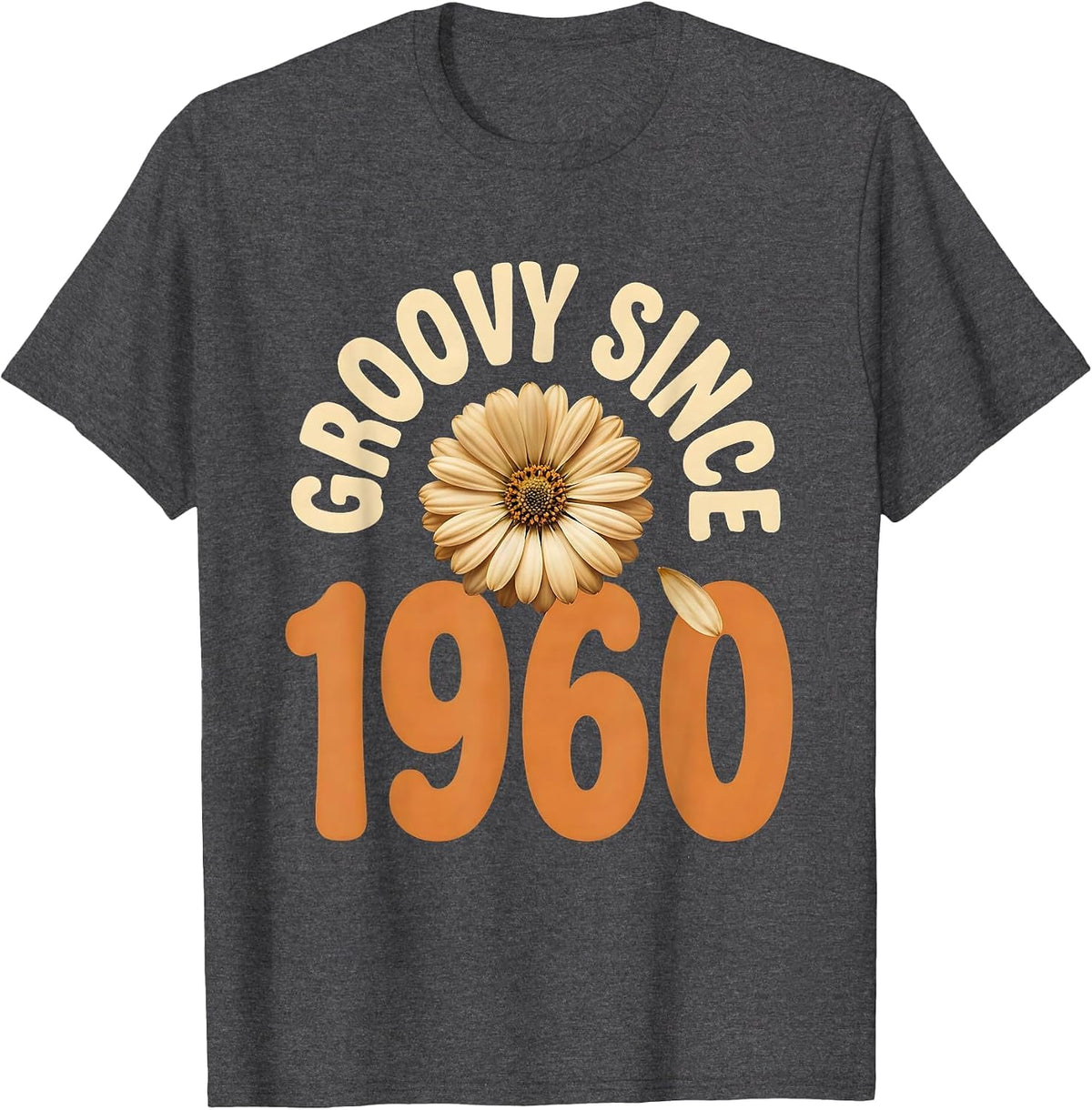 Groovy Since 1960 Retro Floral Hippie Daisy 60th Birthday T-Shirt - Dark Heather Grey