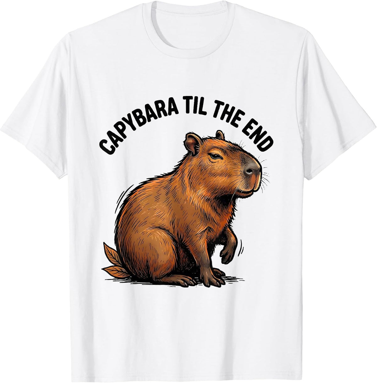Men's Capybara Til The End Funny Animal Meme Gamer Humor T-Shirt - White