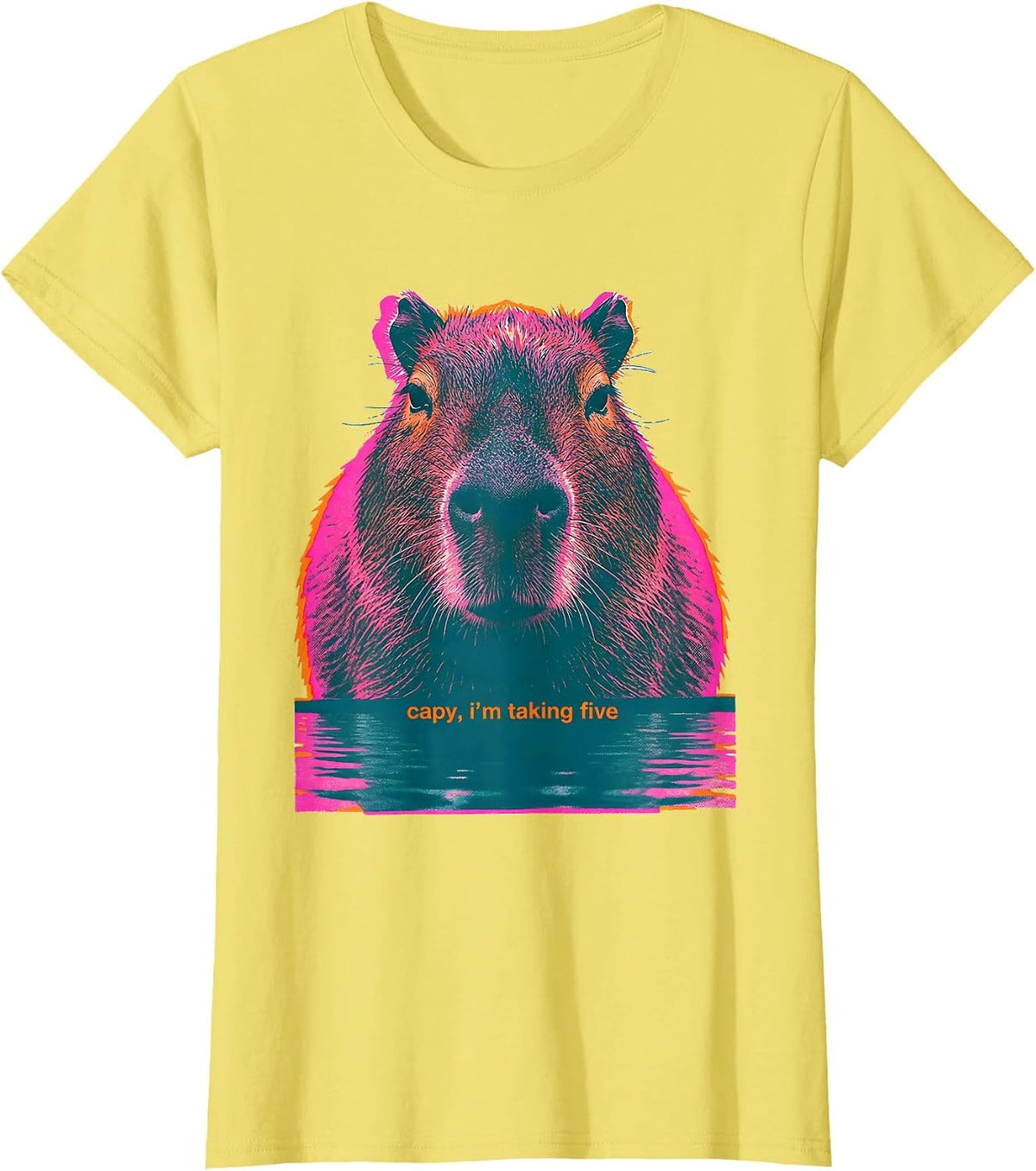 Women's capy, i'm taking five Funny Capybara Animal Lover Meme Humor T-Shirt - Lemon Yellow