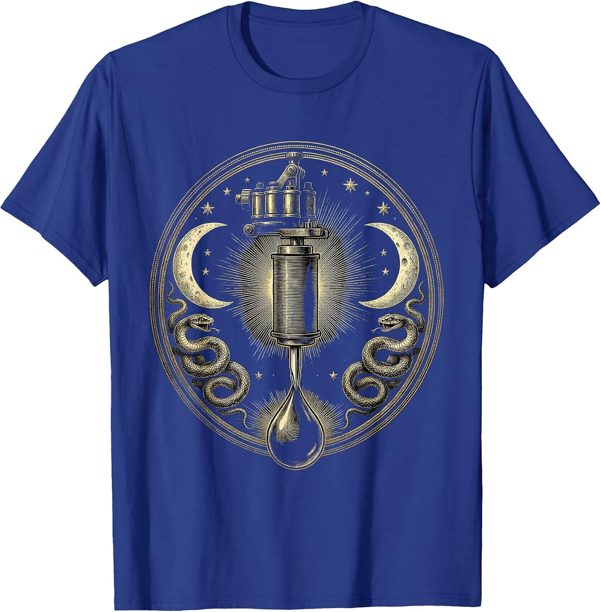 Men's Tattoo Machine Dripping Ink Graphic Design T-Shirt - Royal Blue