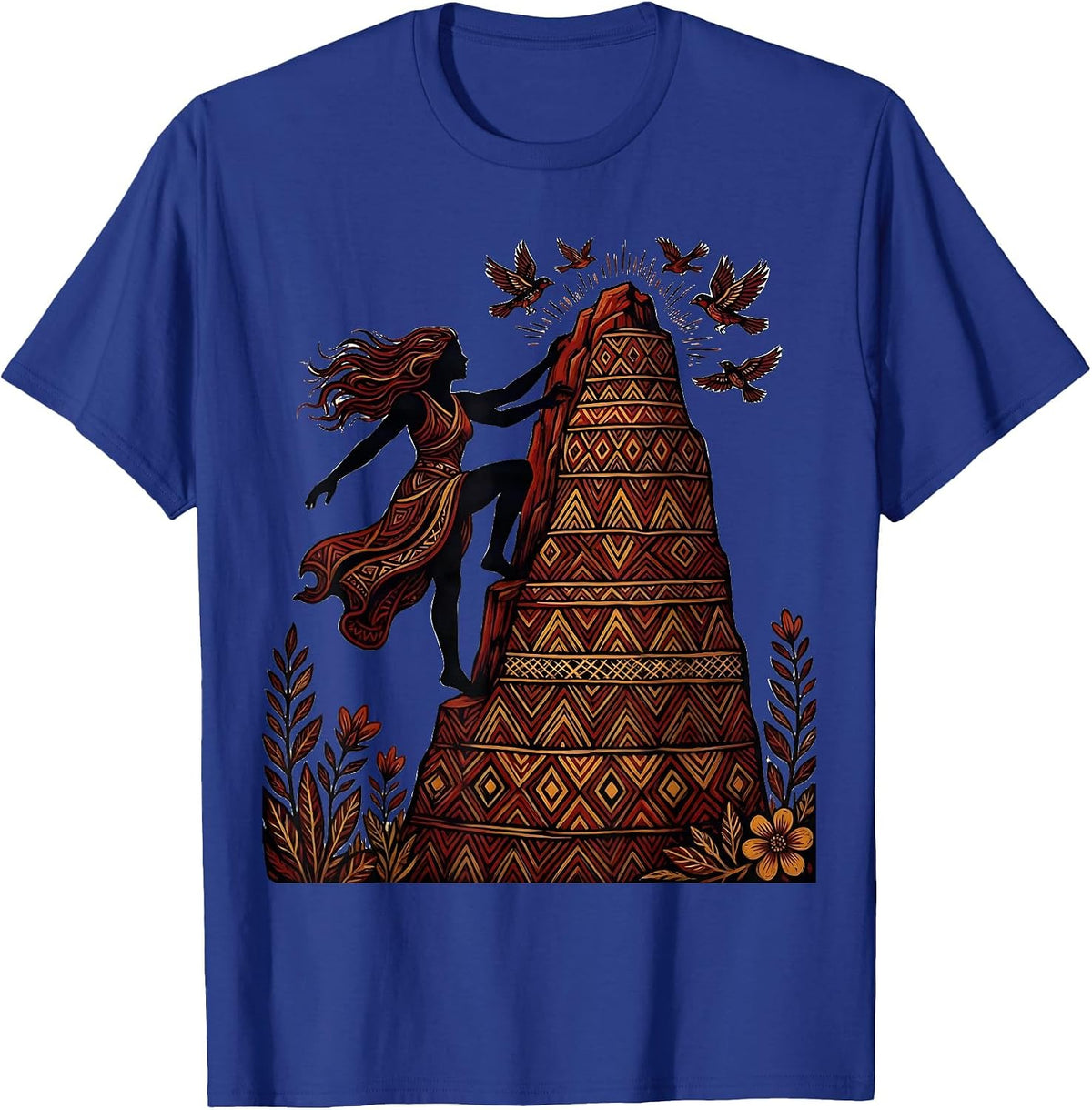 Woman Climbing Cliff Face Freedom Graphic Design T-Shirt - Royal Blue