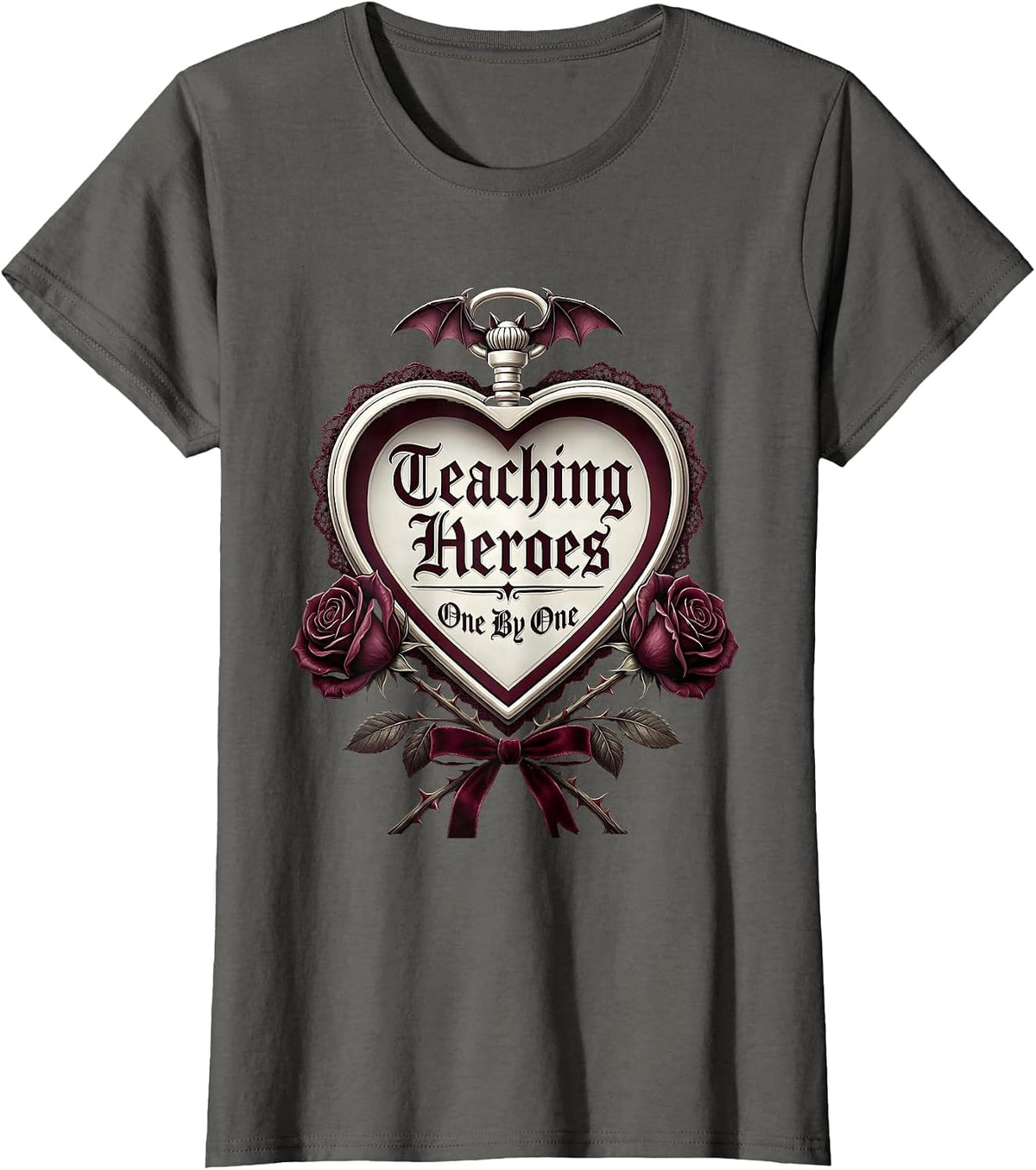 Women's Teaching Heroes One By One Special Education Tee T-Shirt - Asphalt Grey