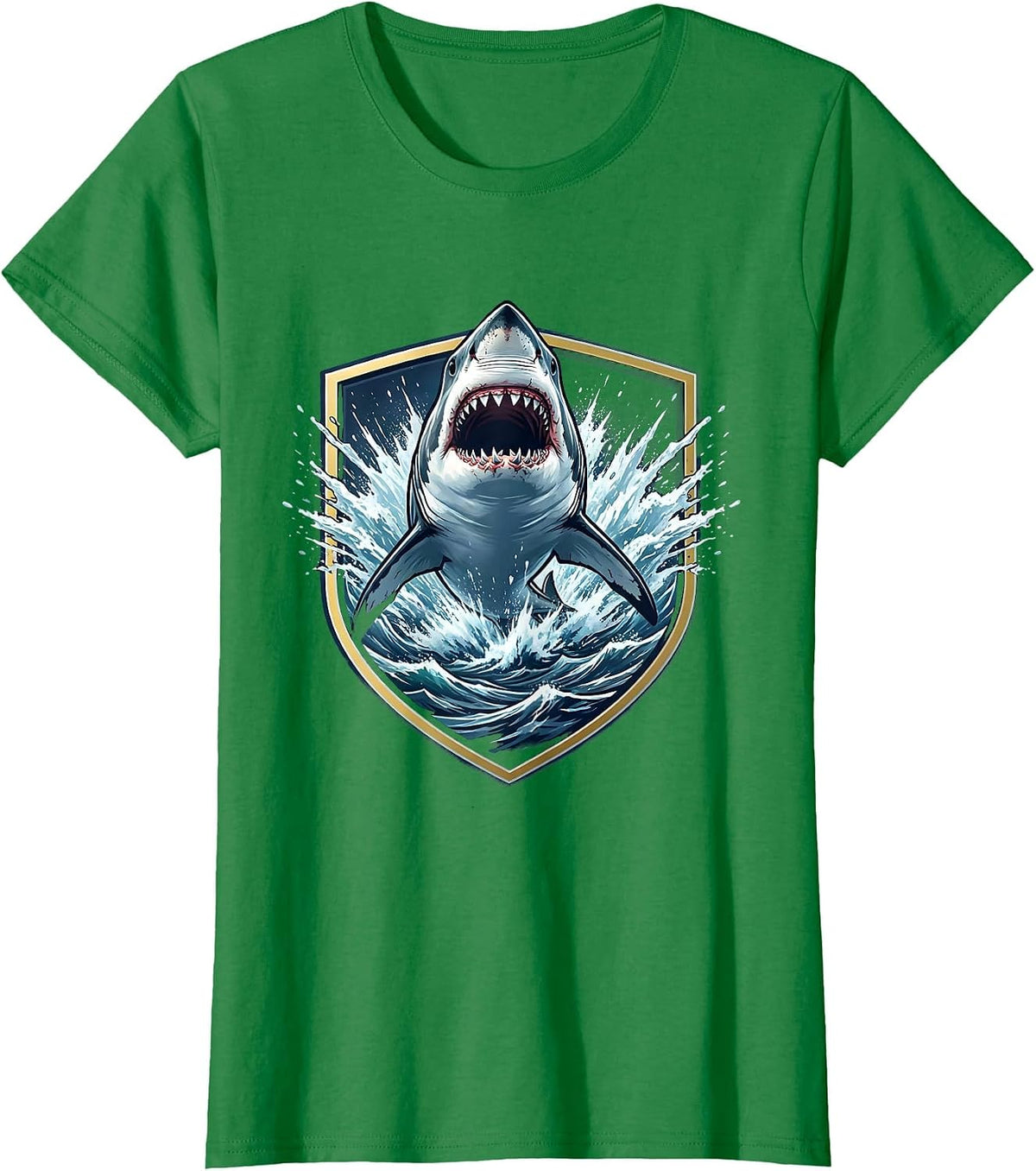 Shark Night Ocean Burst Anime Graphic T-Shirt - Kelly Green
